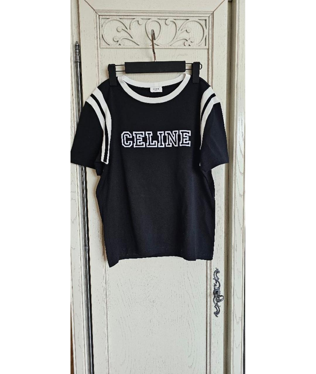 CELINE Черная хлопковая футболка, фото 9
