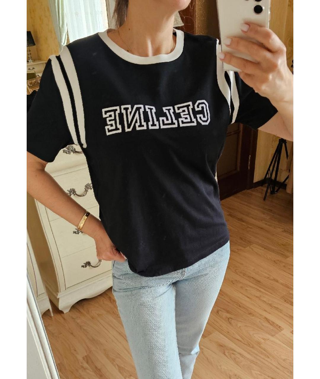 CELINE Черная хлопковая футболка, фото 4