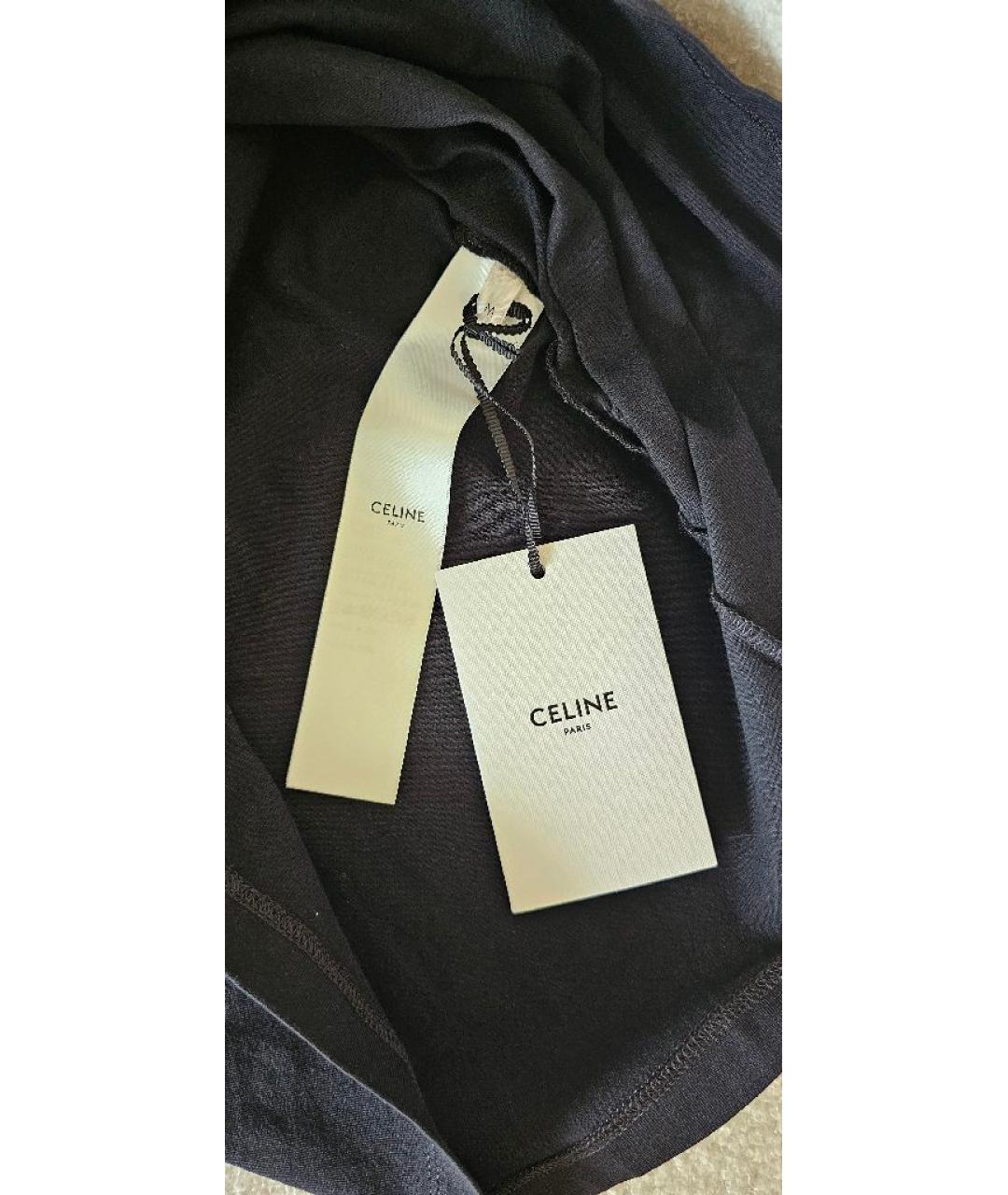 CELINE Черная хлопковая футболка, фото 3