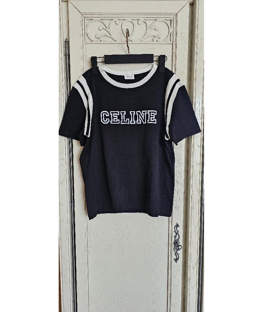 CELINE Черная хлопковая футболка, фото 7