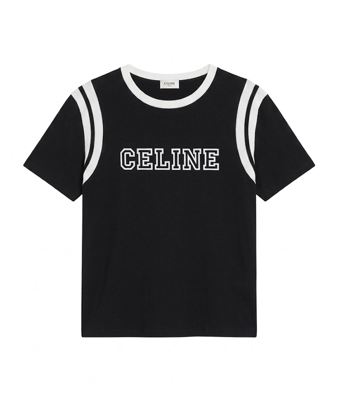 CELINE Черная хлопковая футболка, фото 1