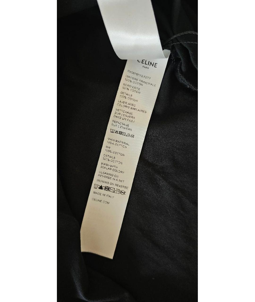 CELINE Черная хлопковая футболка, фото 6