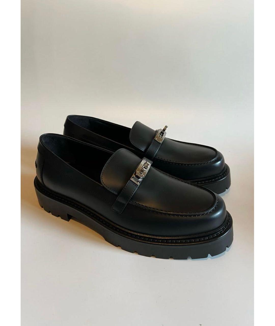 HERMES Черные кожаные лоферы, фото 5