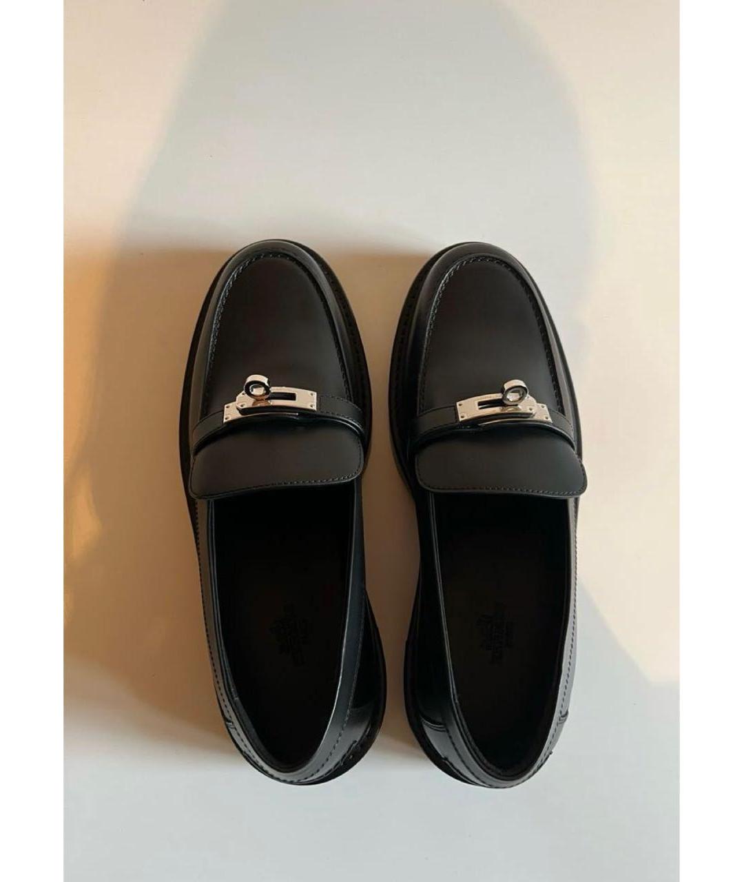 HERMES Черные кожаные лоферы, фото 3