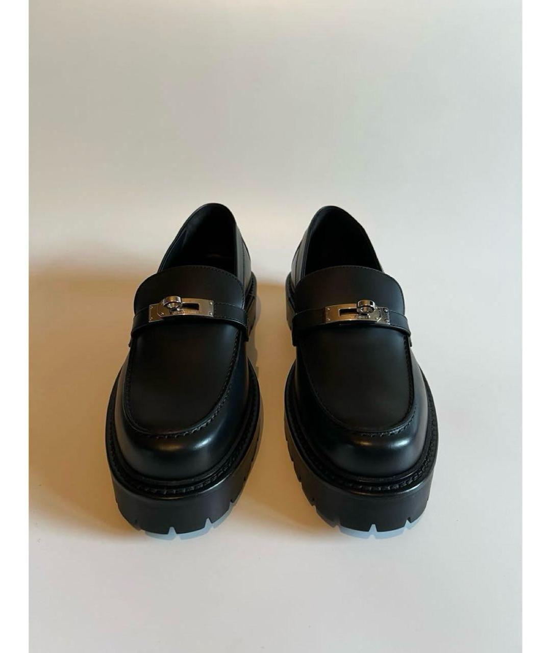 HERMES Черные кожаные лоферы, фото 2