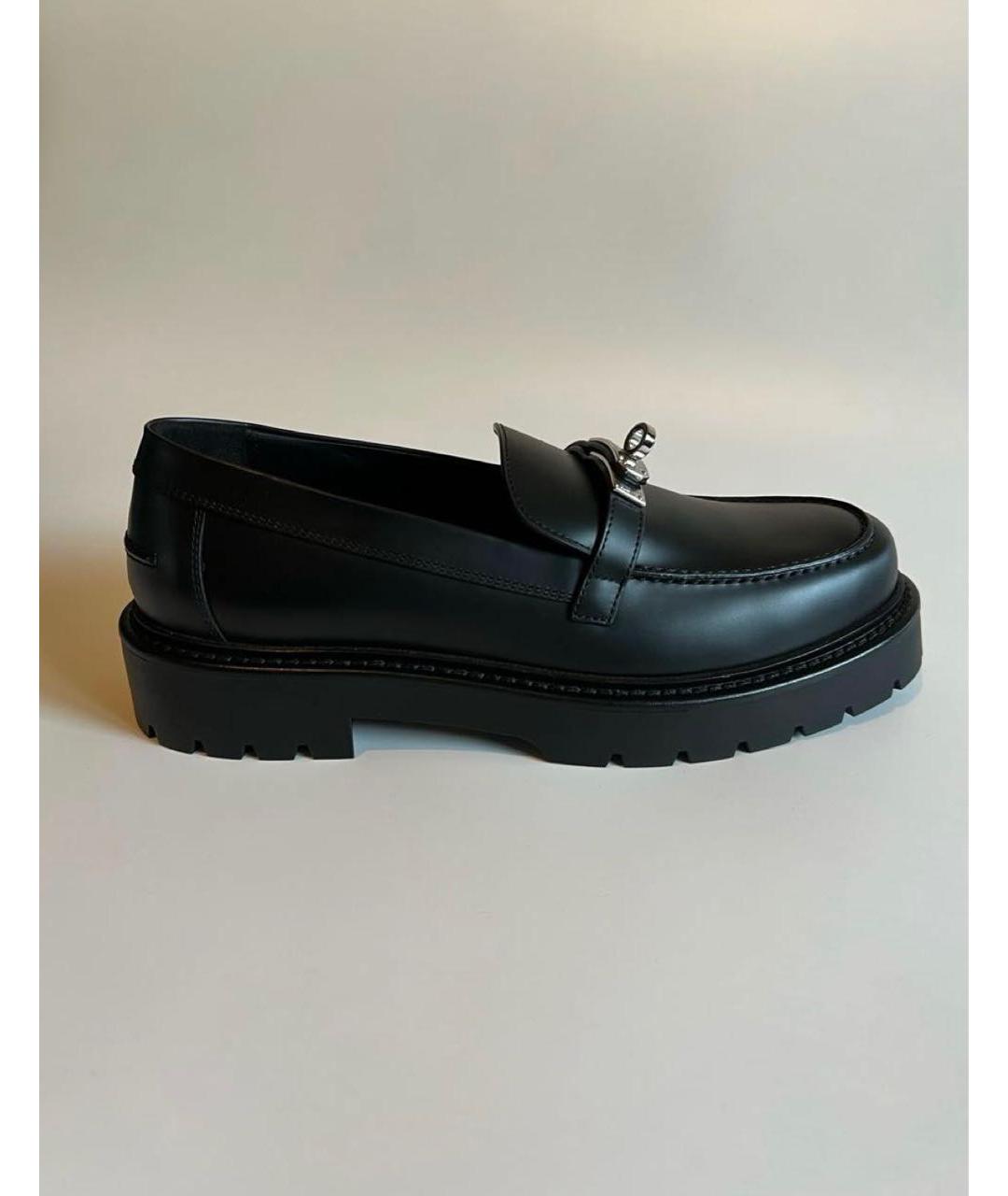 HERMES Черные кожаные лоферы, фото 8