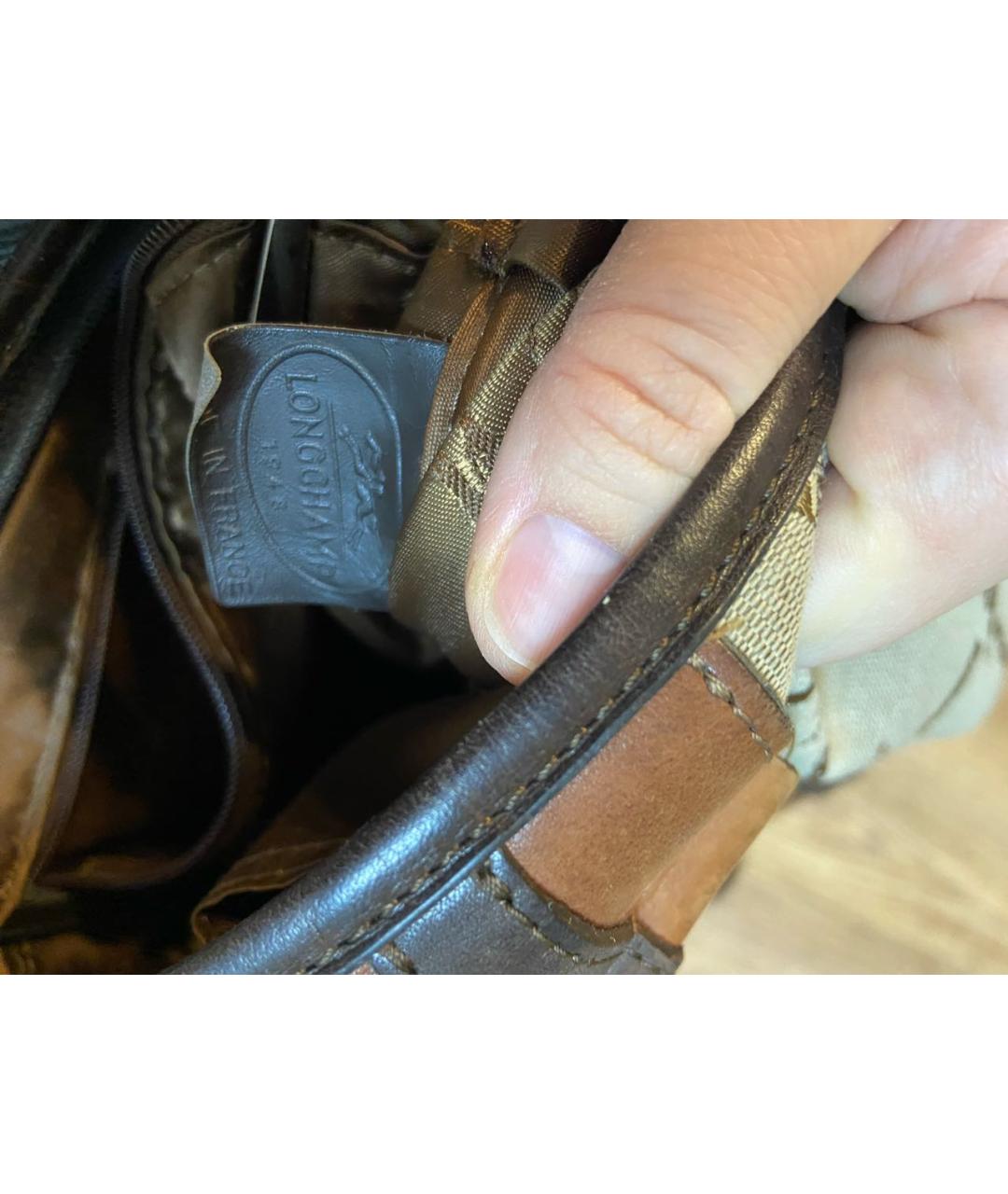 LONGCHAMP Коричневая кожаная сумка через плечо, фото 8