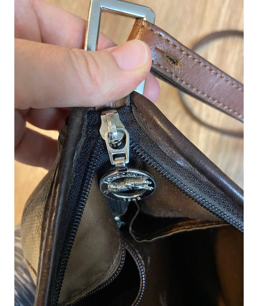 LONGCHAMP Коричневая кожаная сумка через плечо, фото 5