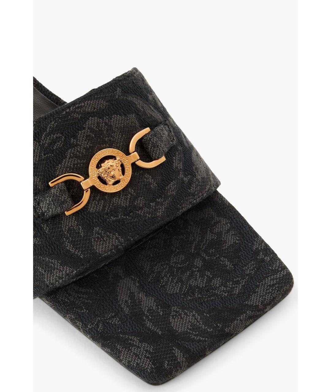 VERSACE Антрацитовые текстильные мюли, фото 3