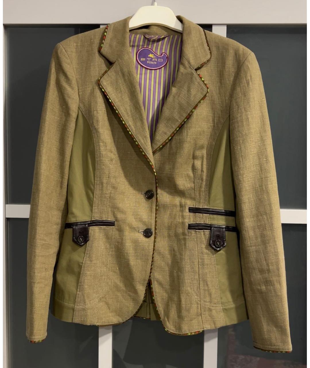 ETRO Хаки хлопковый жакет/пиджак, фото 8