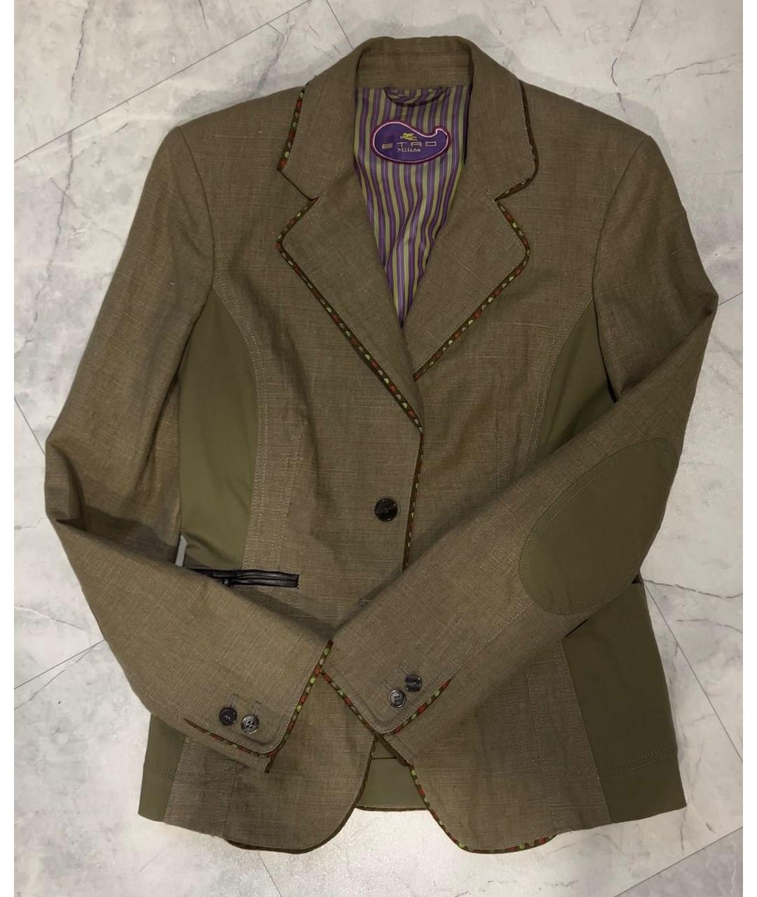 ETRO Хаки хлопковый жакет/пиджак, фото 7