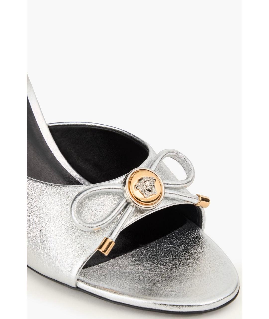 VERSACE Серебряные кожаные мюли, фото 2