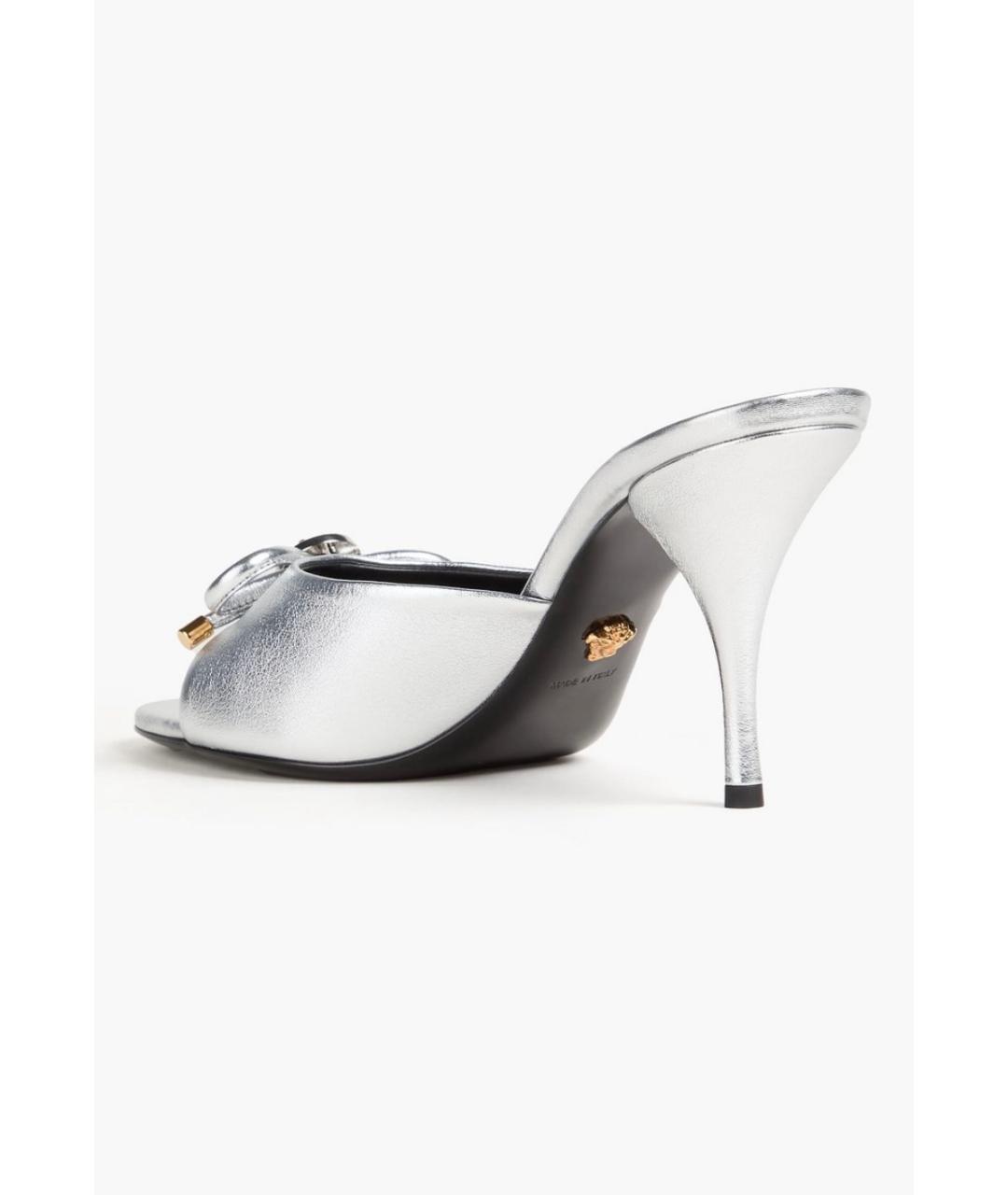 VERSACE Серебряные кожаные мюли, фото 4
