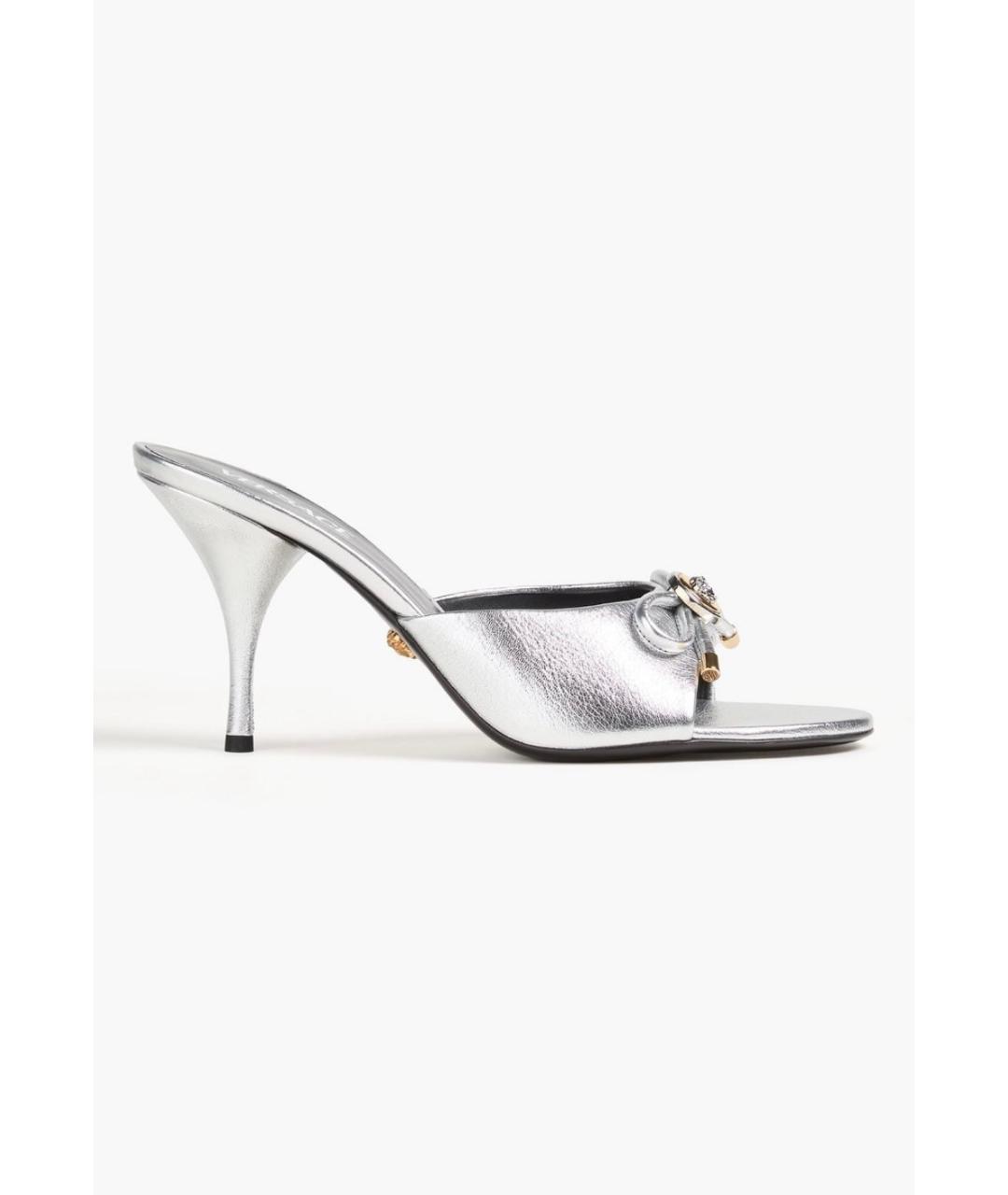 VERSACE Серебряные кожаные мюли, фото 5