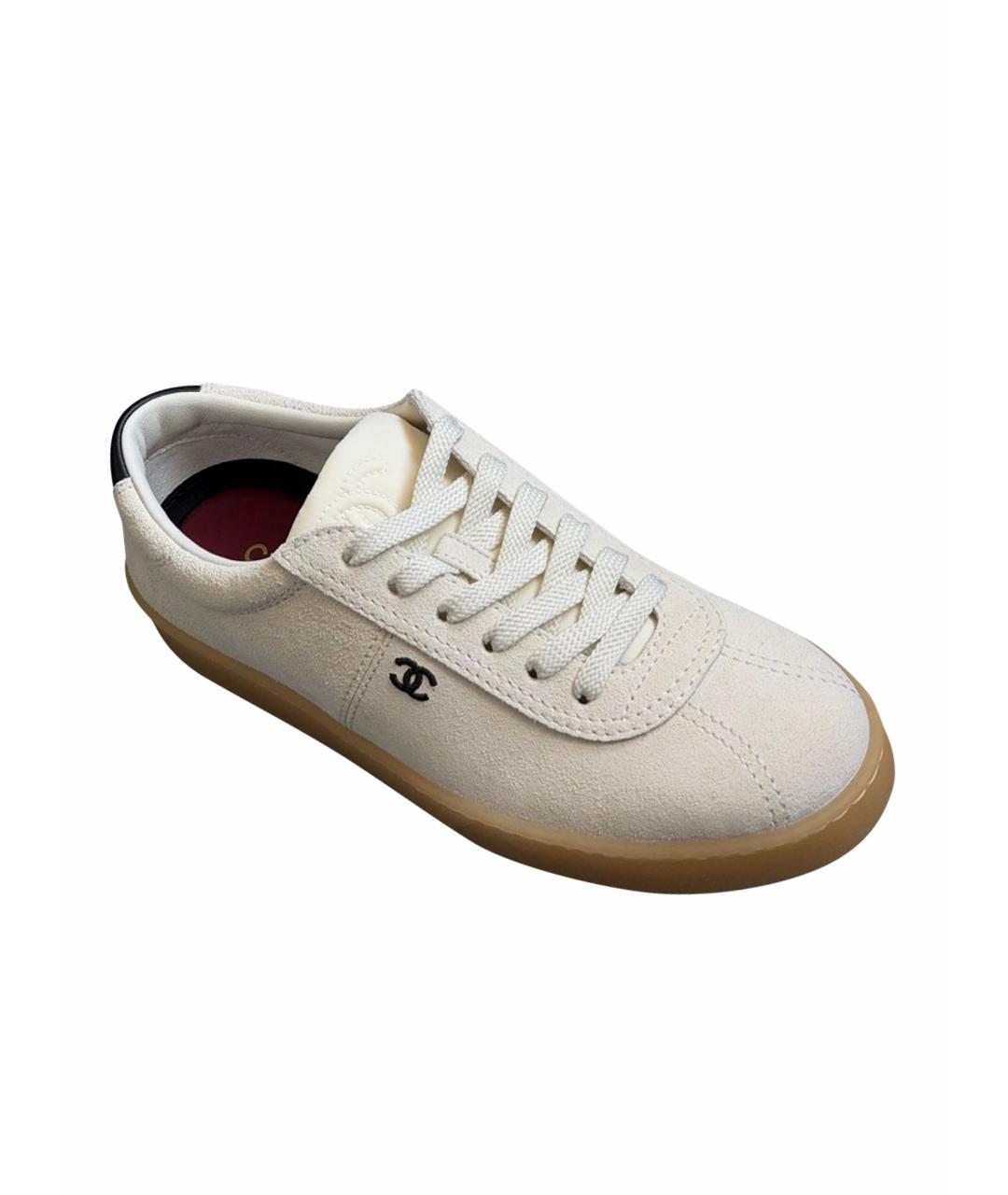 CHANEL Бежевые замшевые кеды, фото 3