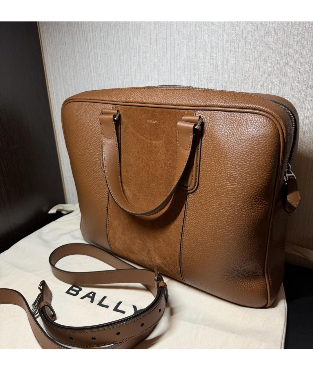 BALLY Коричневый кожаный портфель, фото 5
