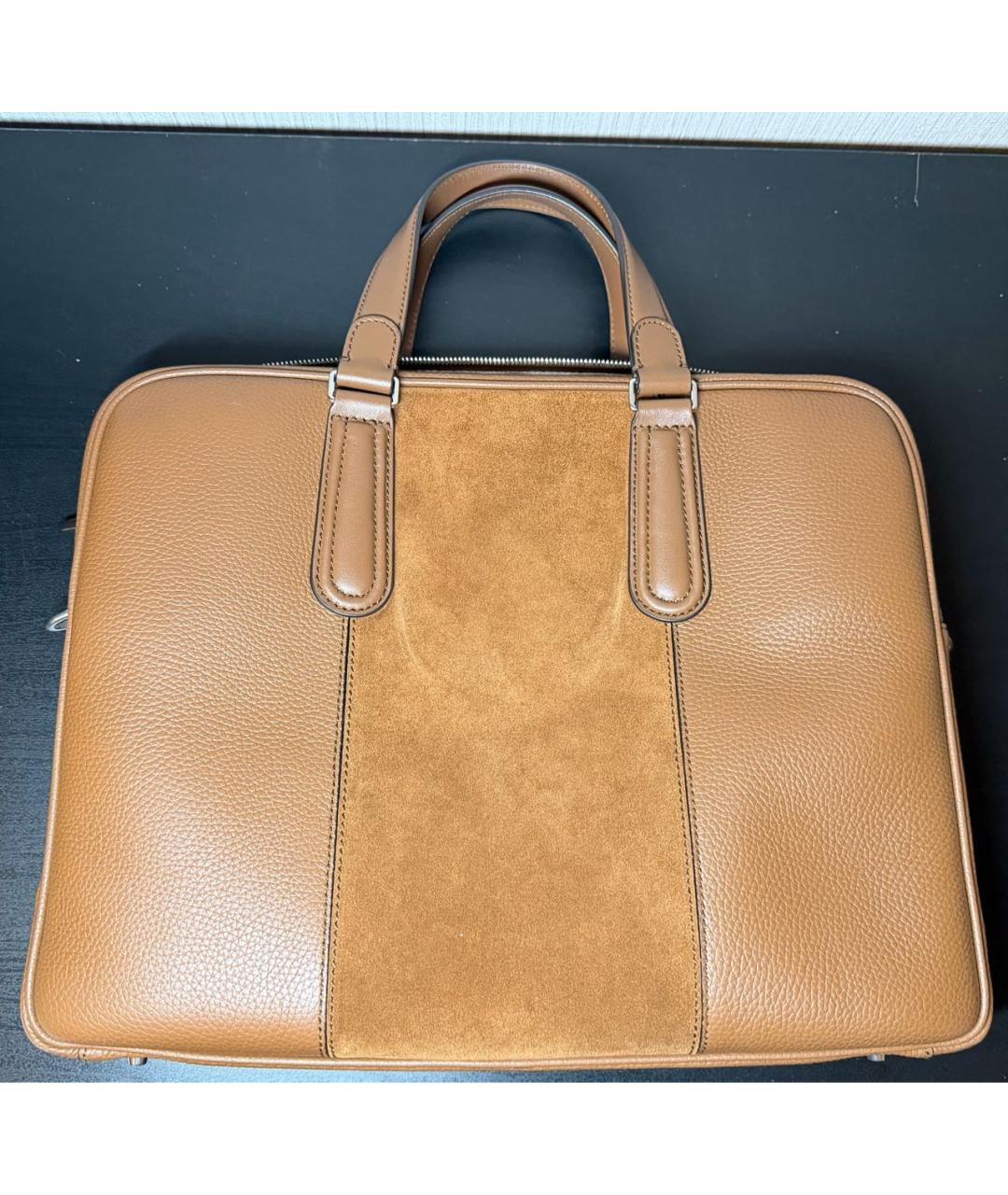 BALLY Коричневый кожаный портфель, фото 3