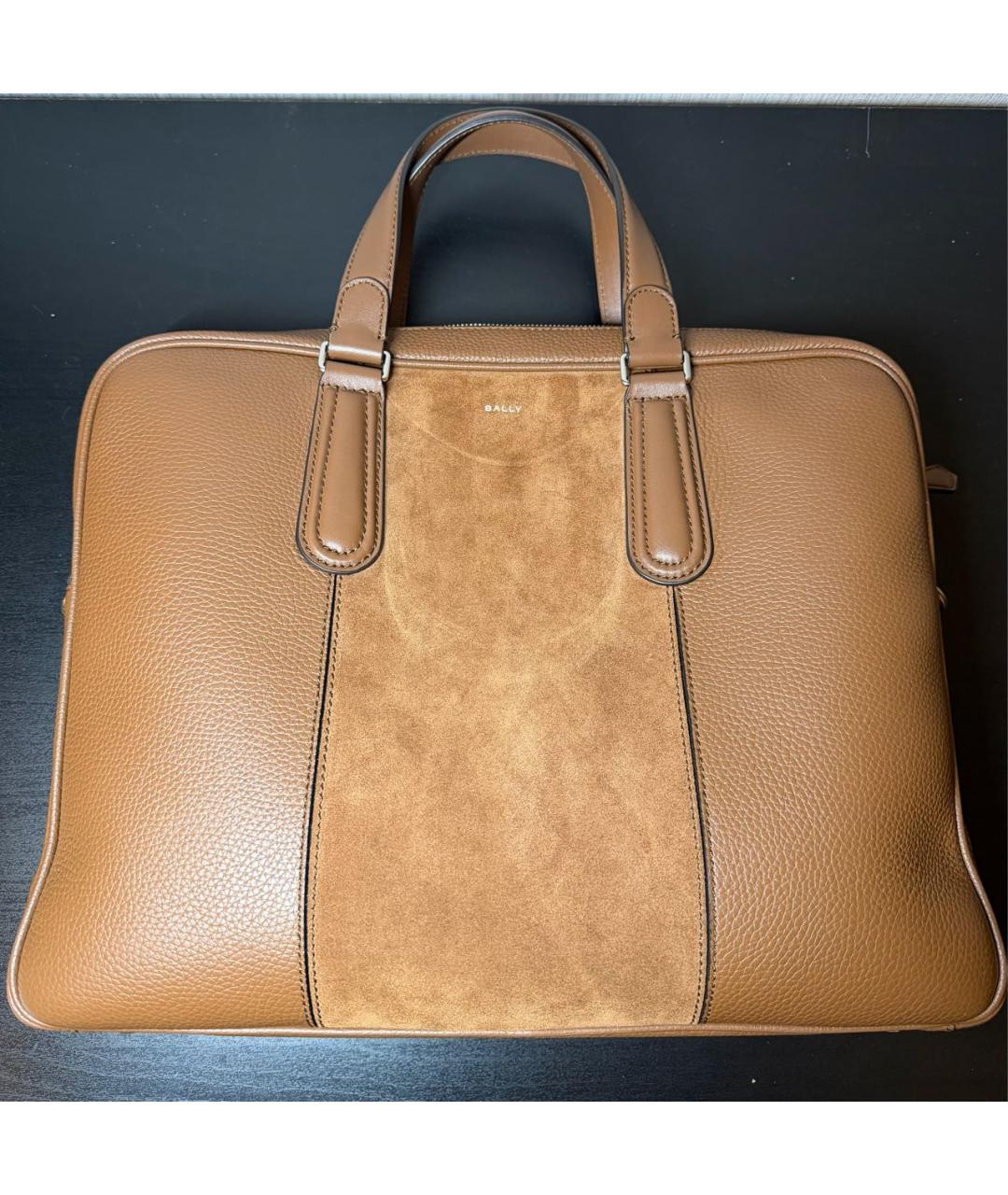BALLY Коричневый кожаный портфель, фото 8