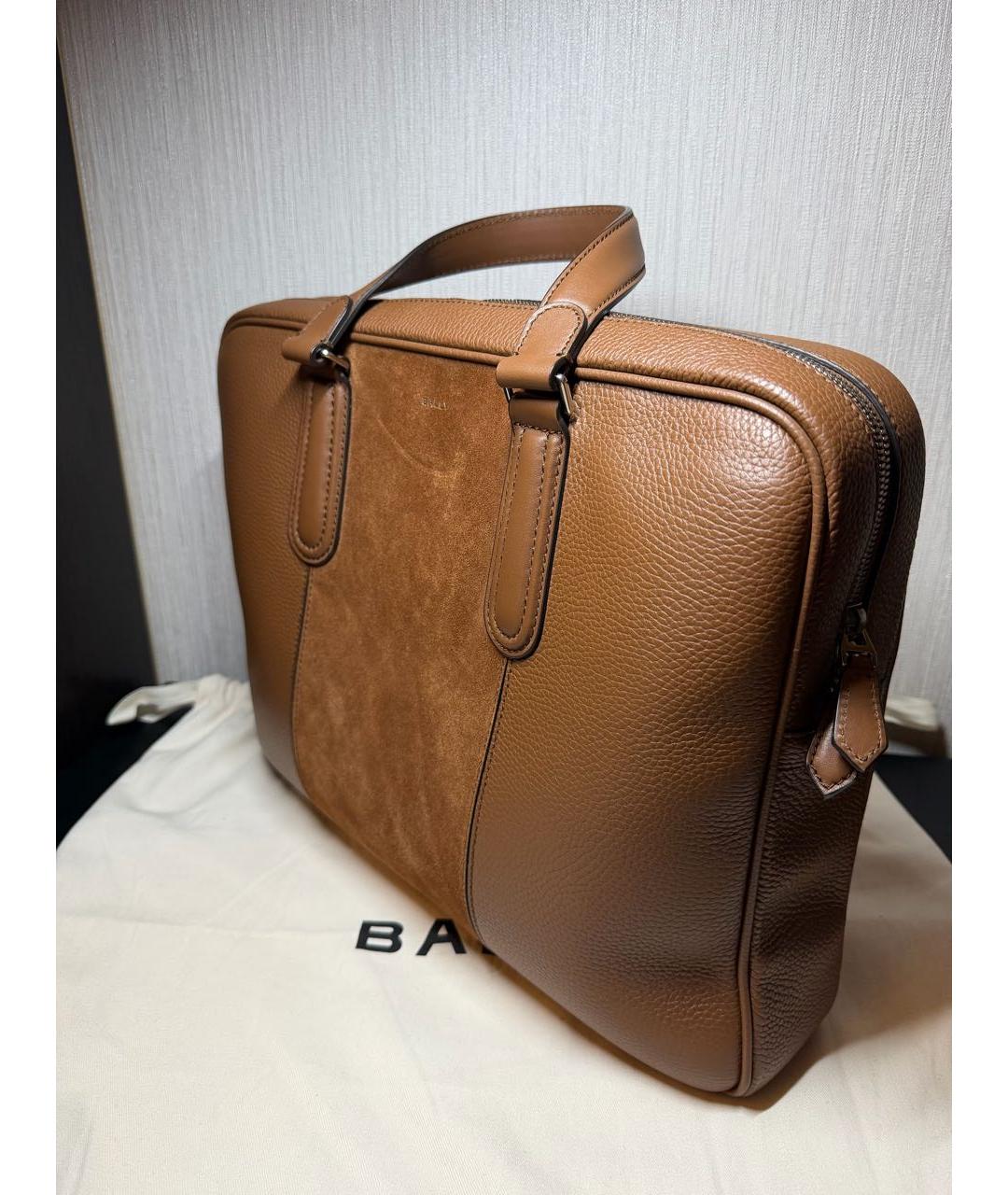 BALLY Коричневый кожаный портфель, фото 2