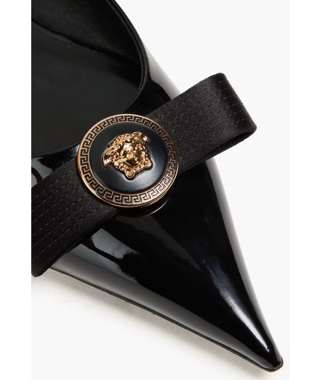 VERSACE Черные балетки из лакированной кожи, фото 4