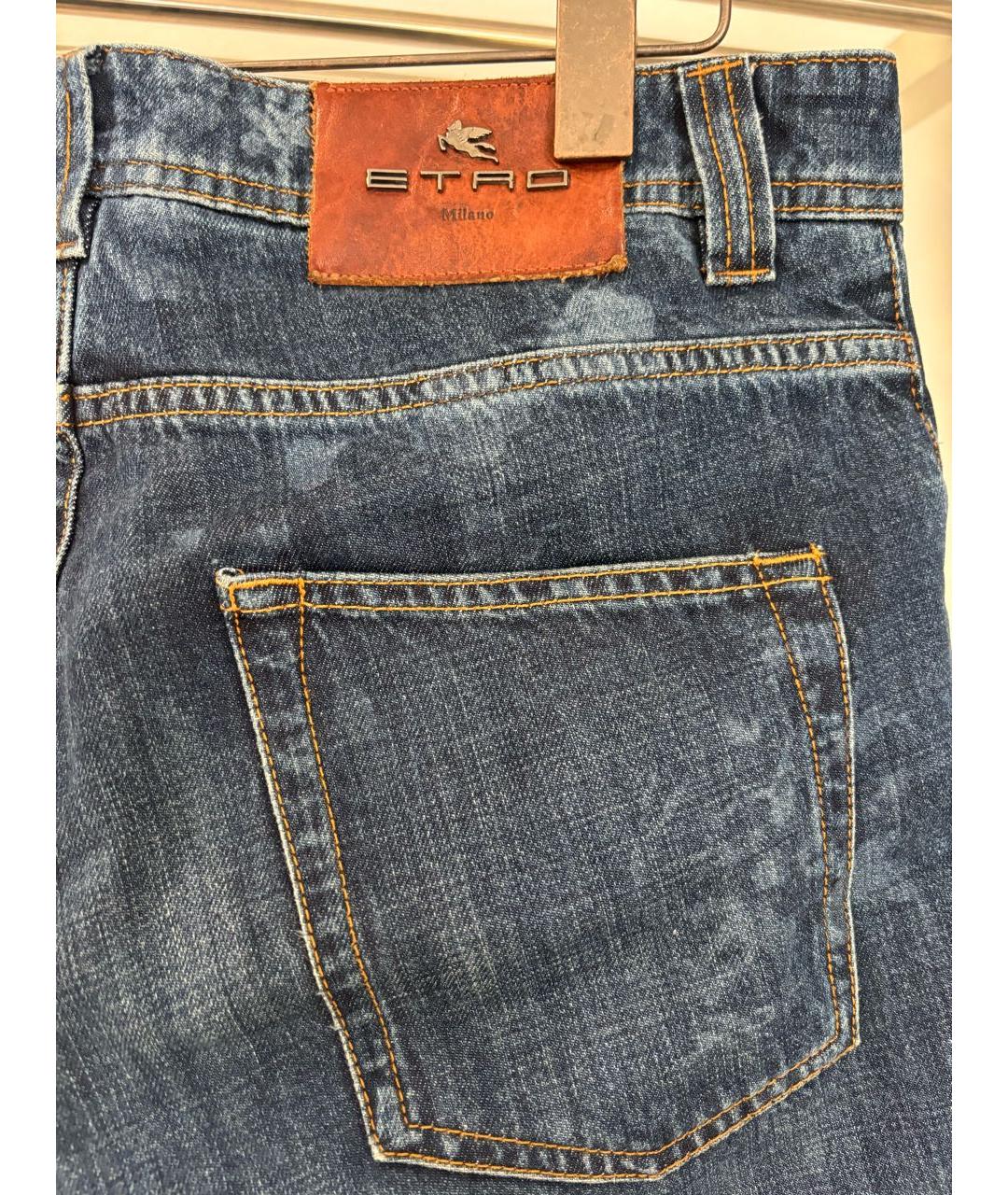 ETRO Темно-синие хлопковые прямые джинсы, фото 4