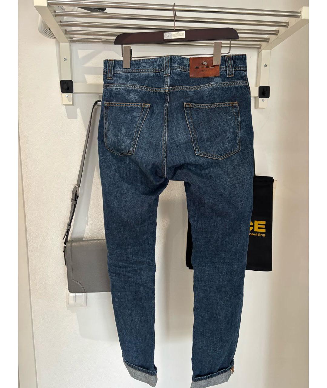 ETRO Темно-синие хлопковые прямые джинсы, фото 2