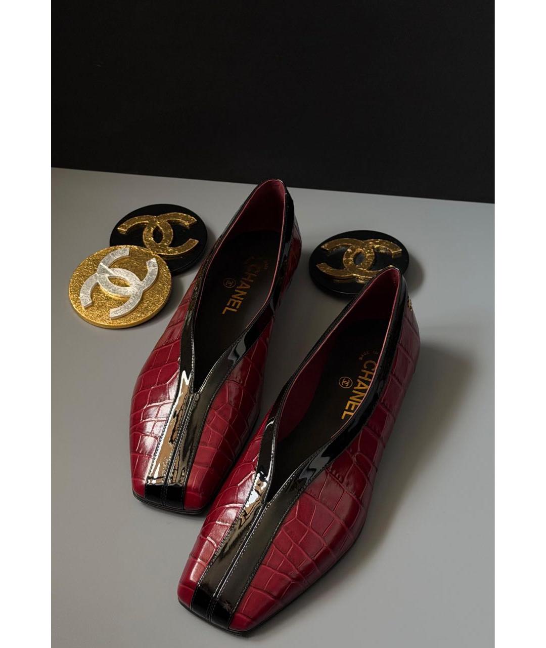 CHANEL Бордовые кожаные лоферы, фото 3