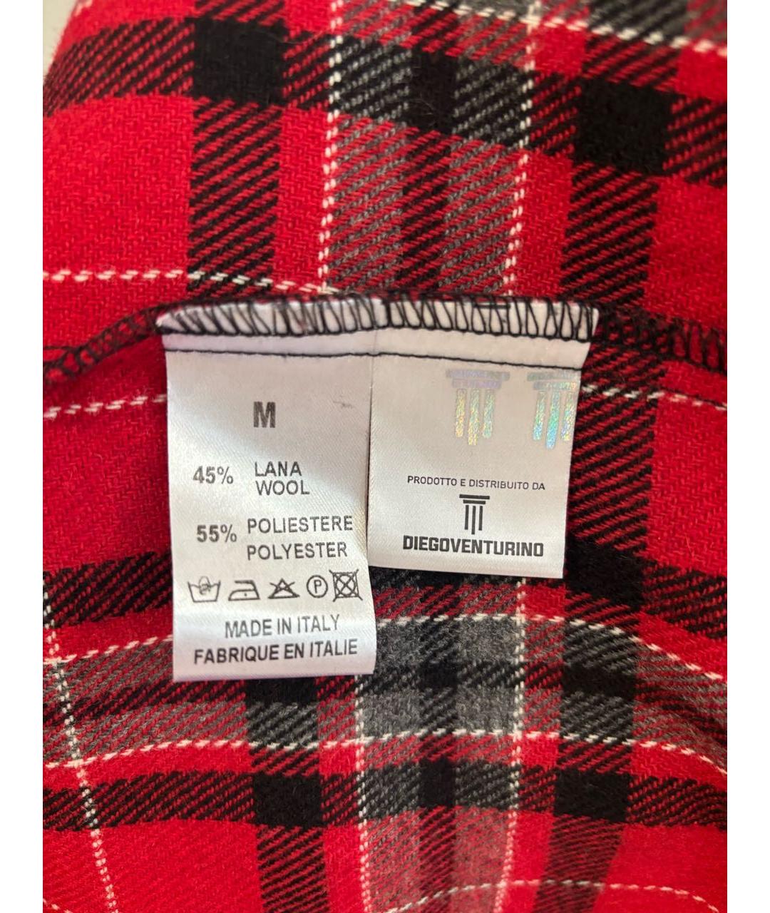 DIEGO M Красная шерстяная кэжуал рубашка, фото 3