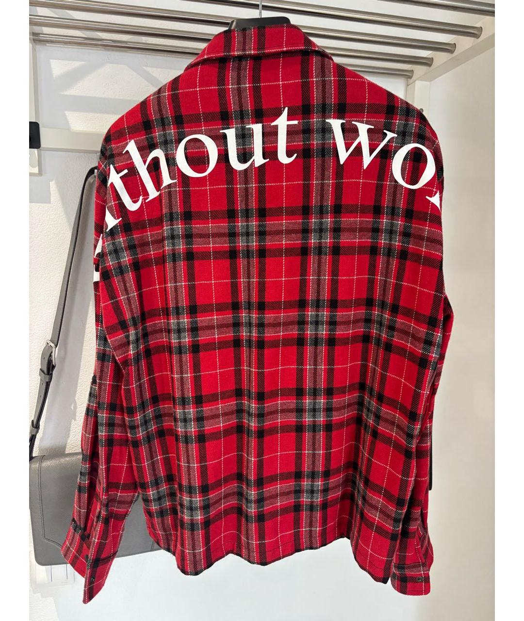 DIEGO M Красная шерстяная кэжуал рубашка, фото 2