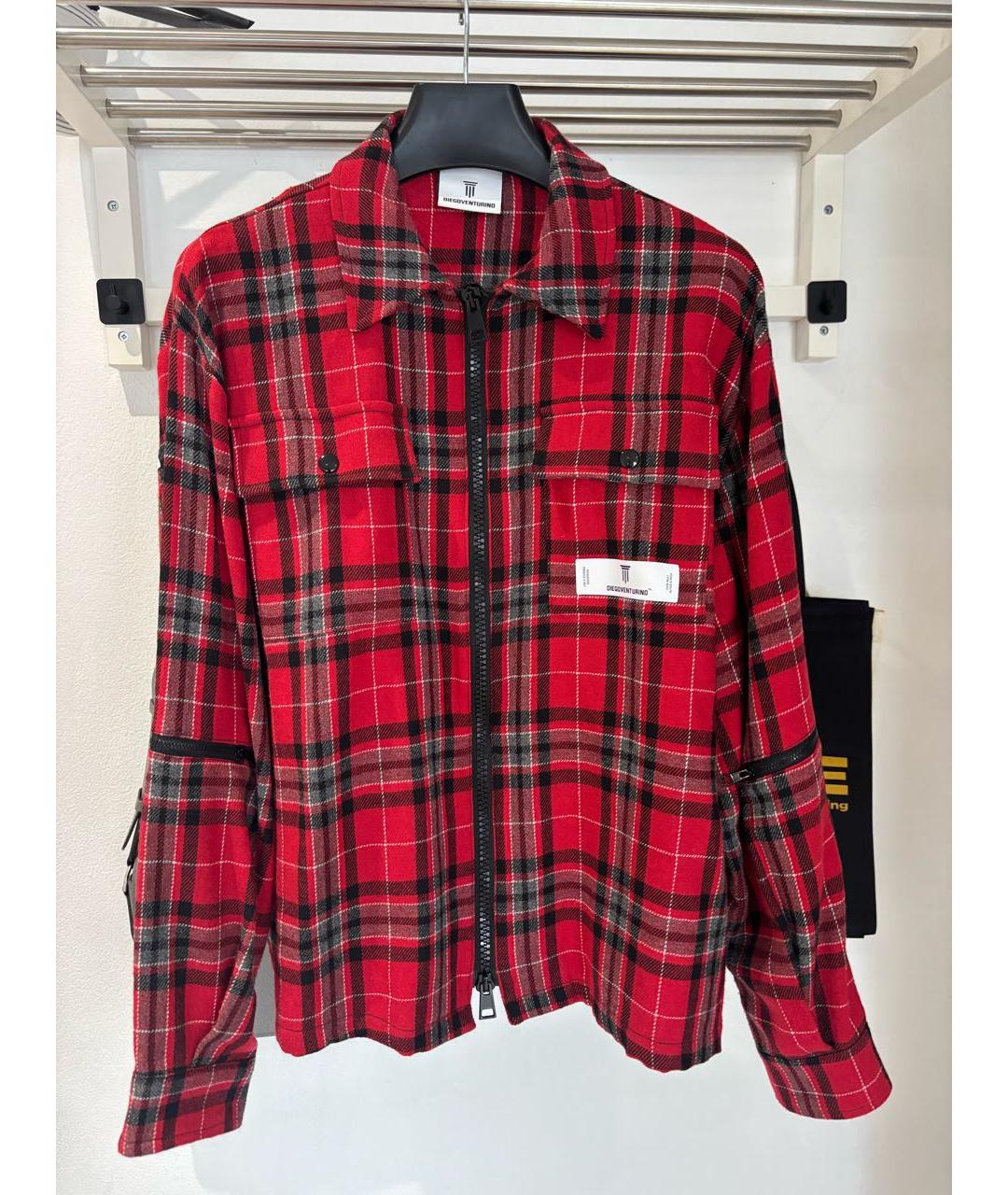 DIEGO M Красная шерстяная кэжуал рубашка, фото 7