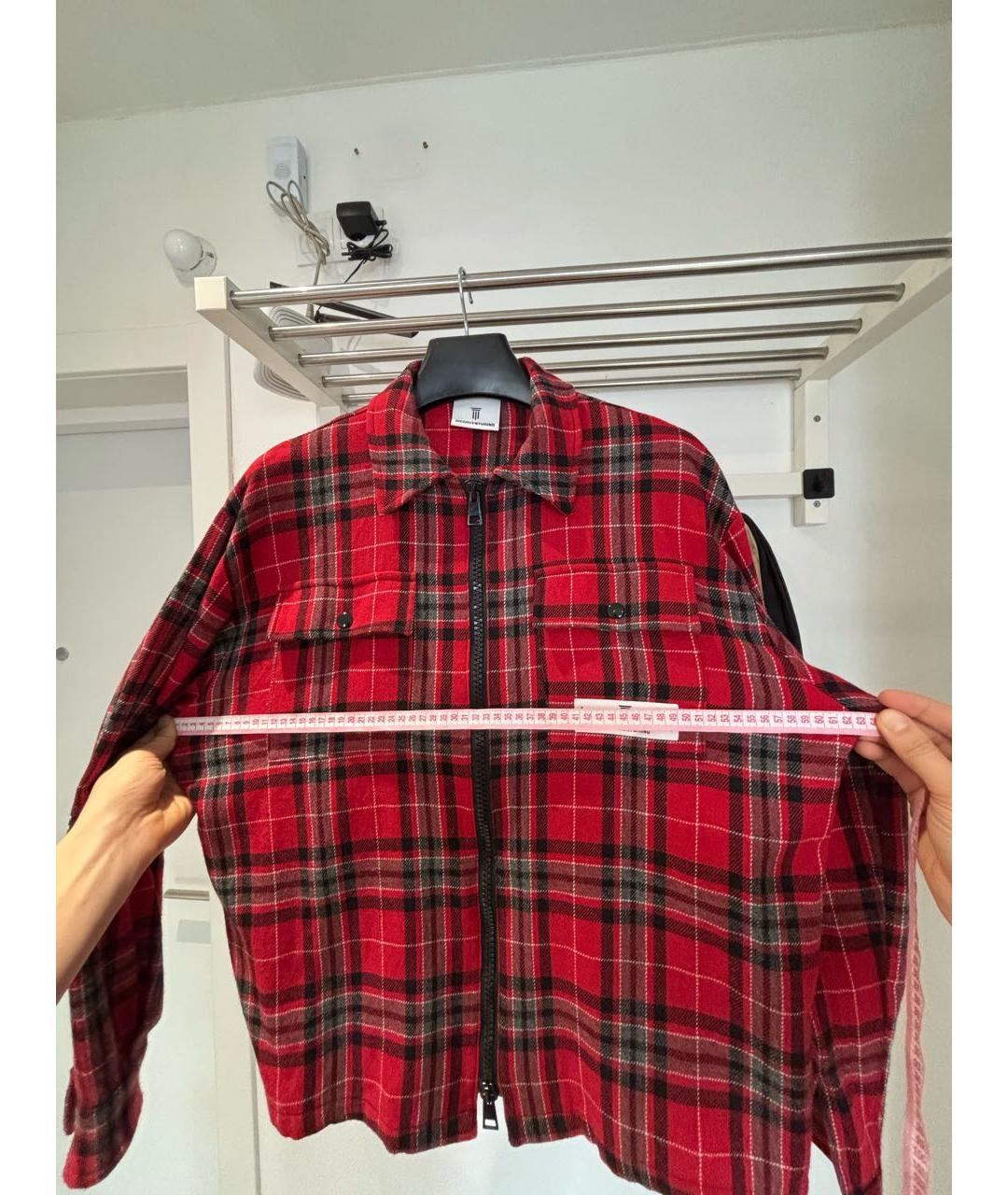 DIEGO M Красная шерстяная кэжуал рубашка, фото 4
