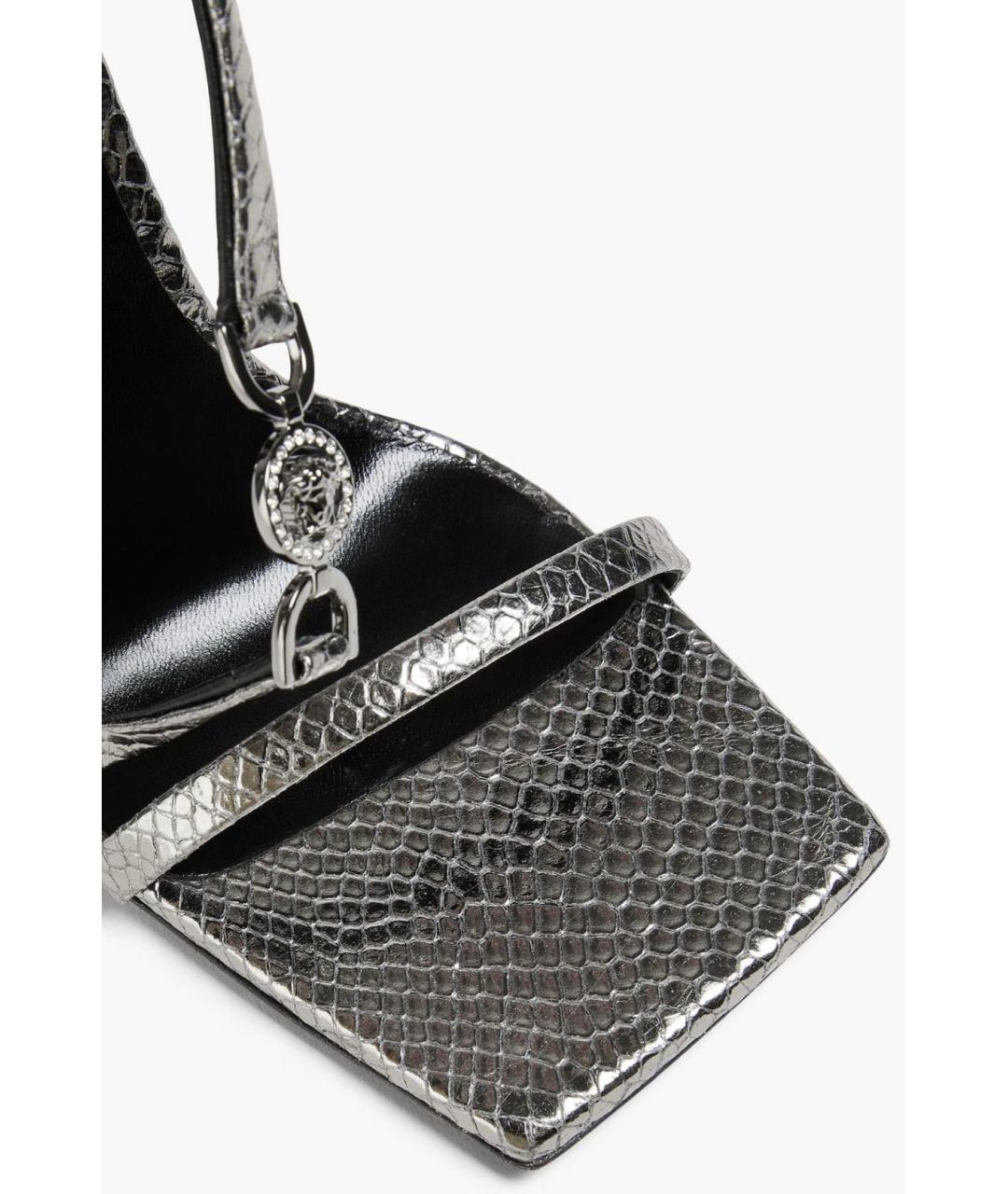 VERSACE Серебряные кожаные босоножки, фото 4