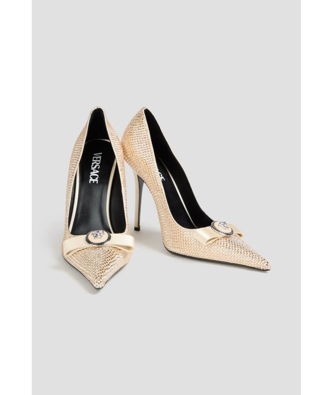 VERSACE Бежевые текстильные туфли, фото 2