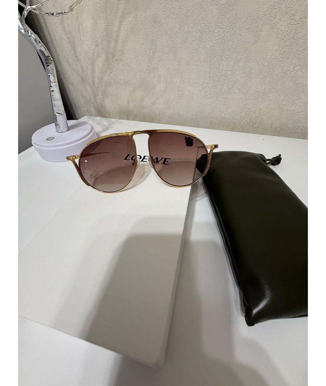 LOEWE Коричневые металлические солнцезащитные очки, фото 3