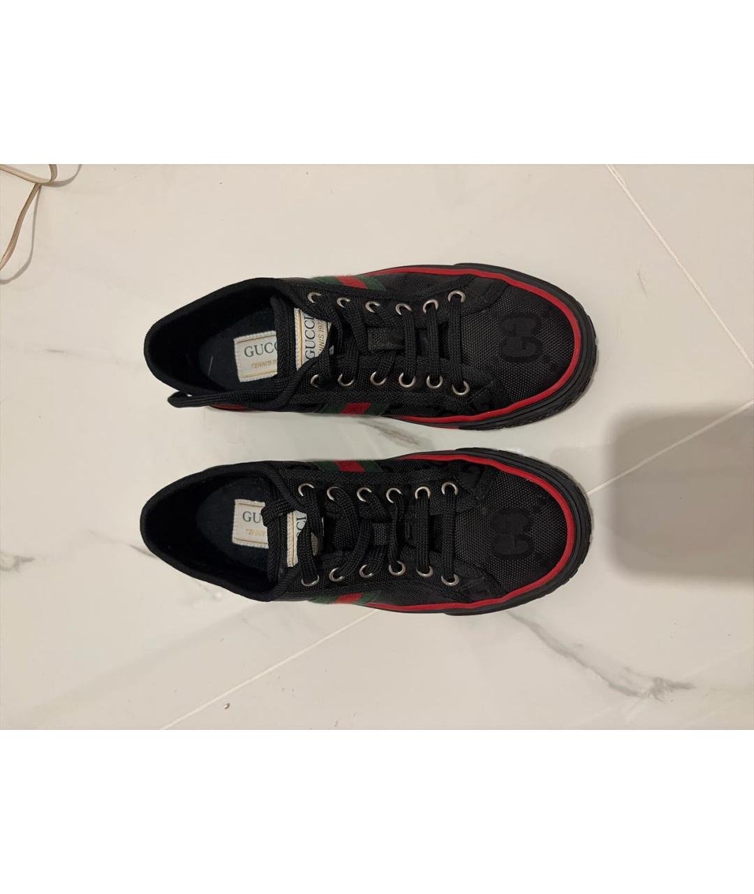 GUCCI Черные текстильные кеды, фото 2