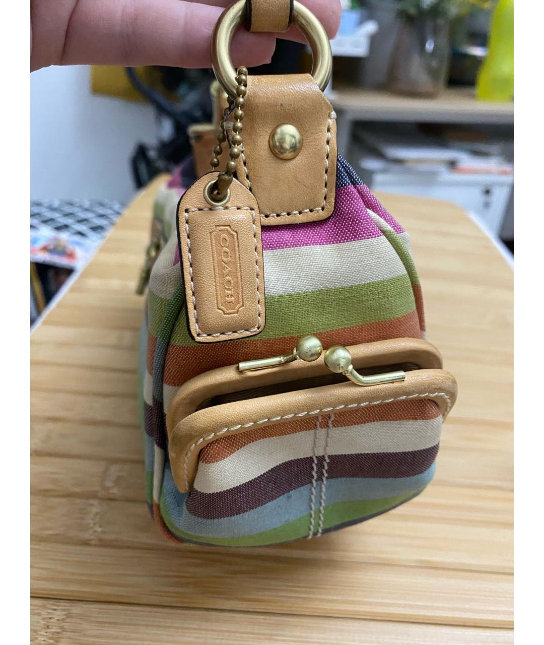 COACH Бежевая тканевая сумка с короткими ручками, фото 8