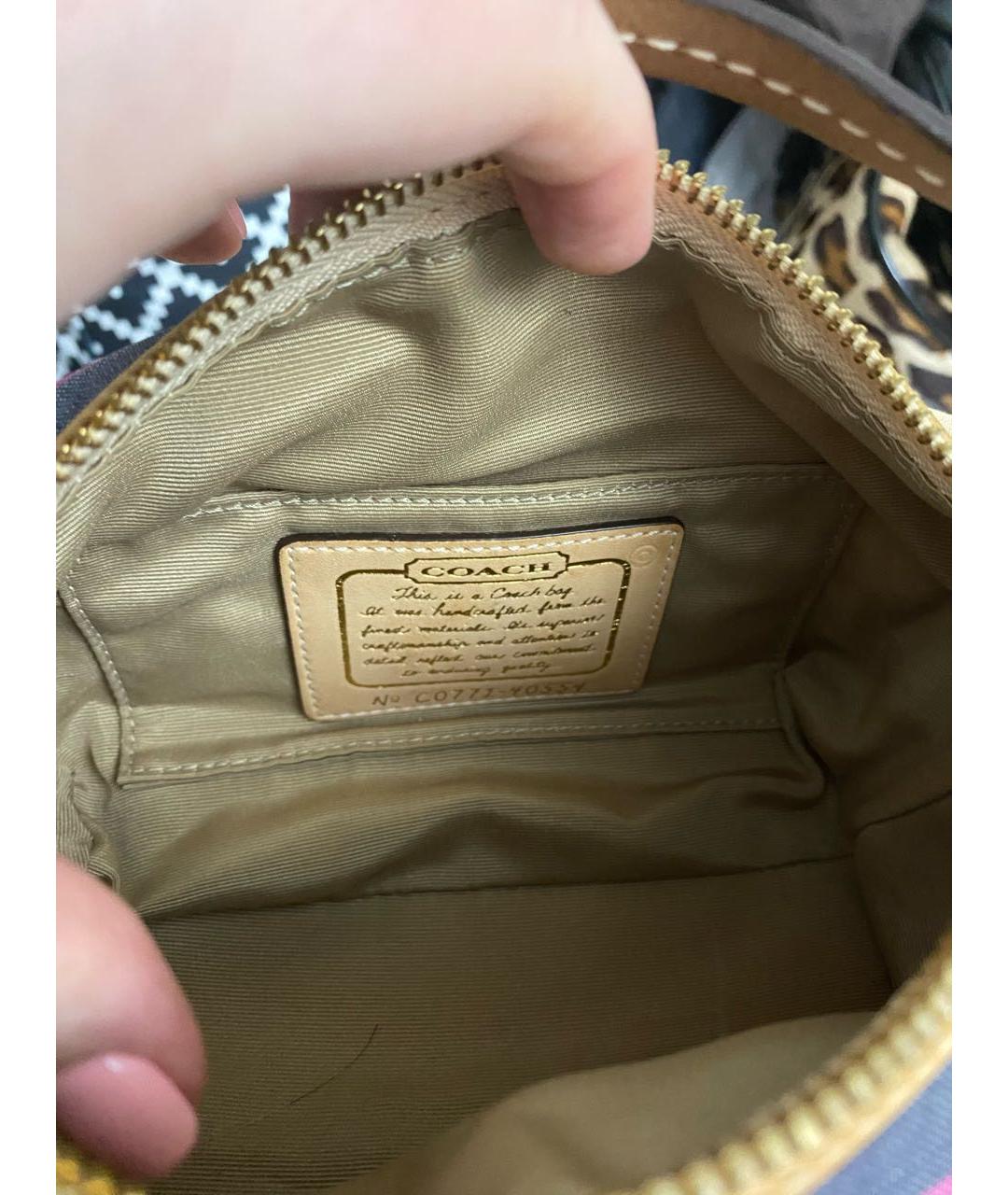 COACH Бежевая тканевая сумка с короткими ручками, фото 6