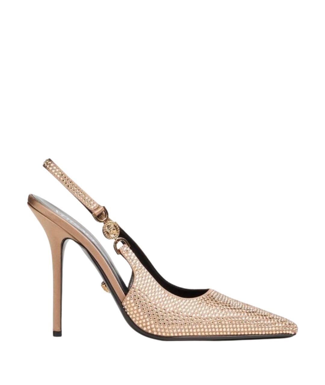 VERSACE Золотые текстильные туфли, фото 1