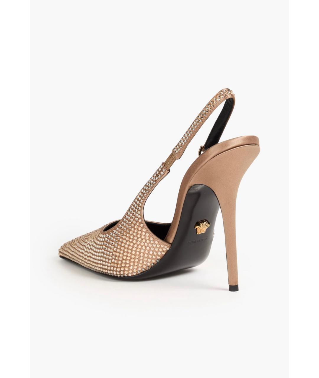 VERSACE Золотые текстильные туфли, фото 3