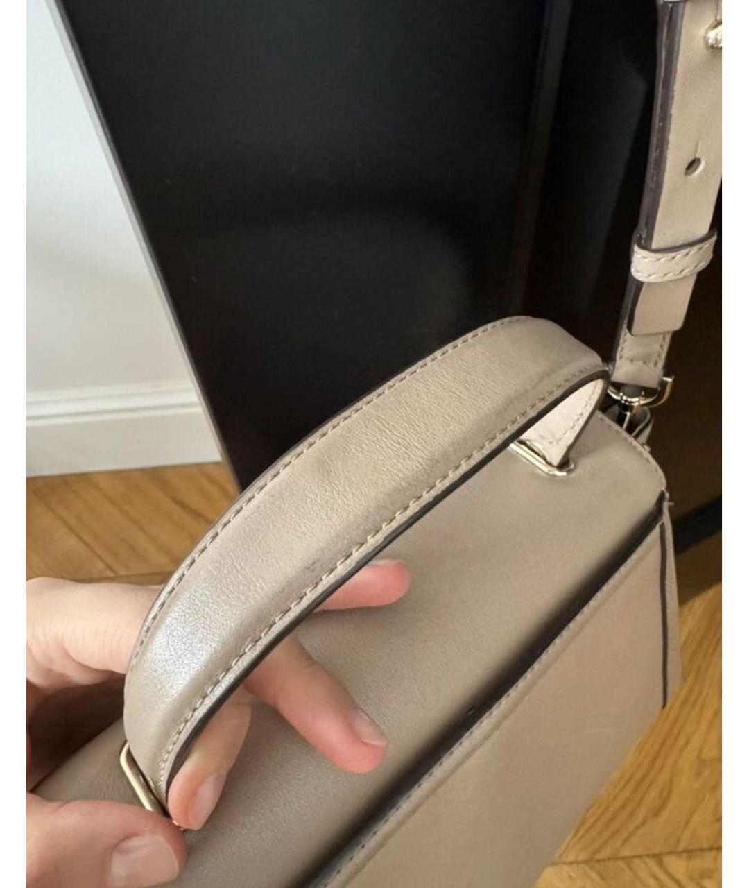 MICHAEL KORS Бежевая кожаная сумка через плечо, фото 7