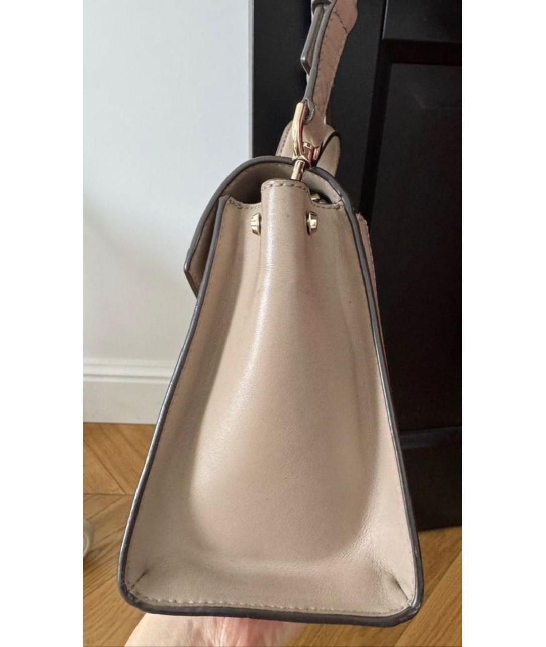 MICHAEL KORS Бежевая кожаная сумка через плечо, фото 4