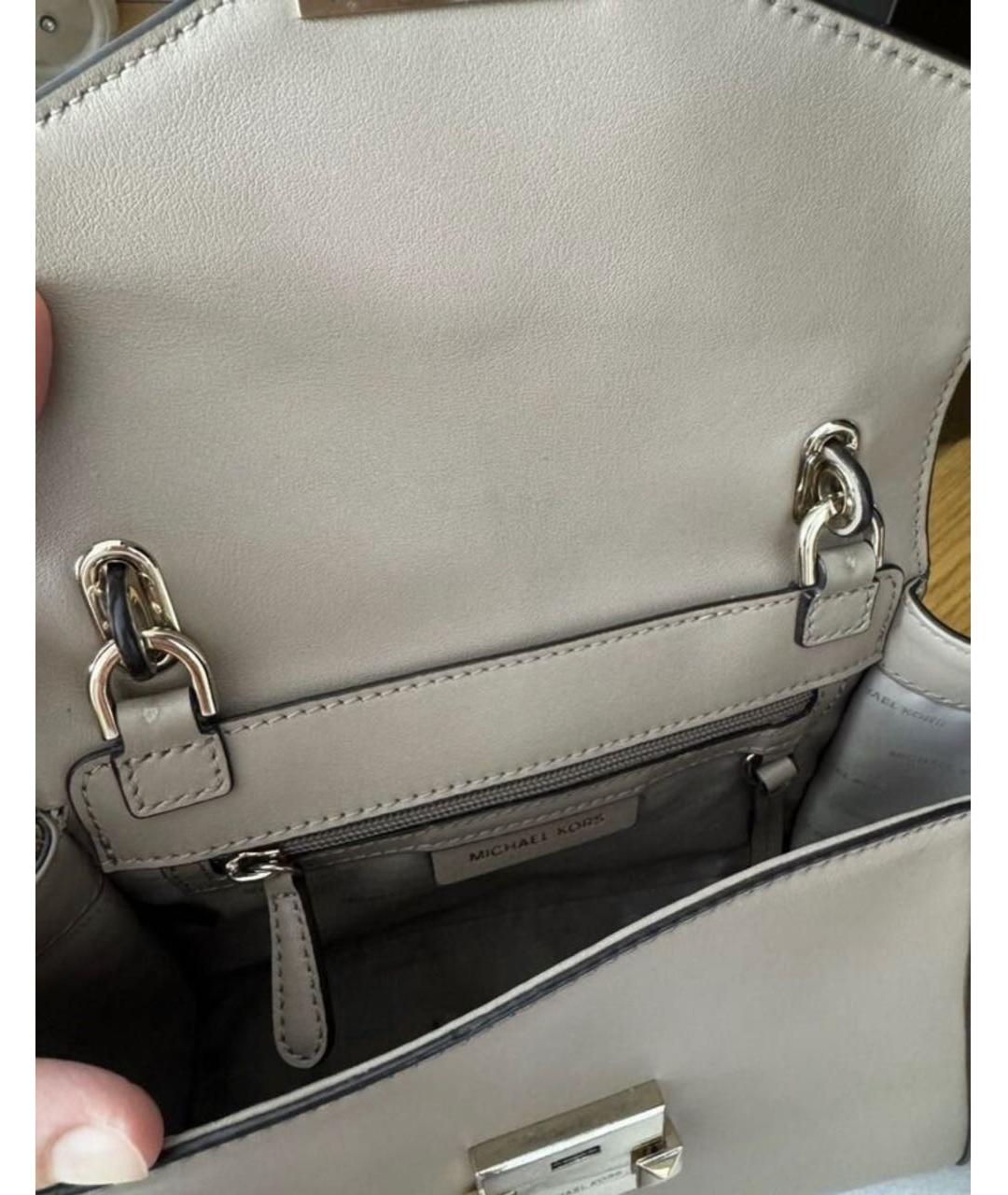 MICHAEL KORS Бежевая кожаная сумка через плечо, фото 8