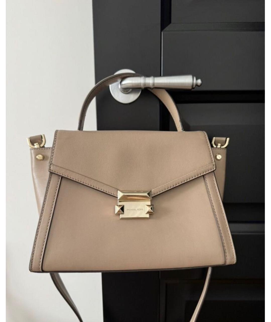 MICHAEL KORS Бежевая кожаная сумка через плечо, фото 2