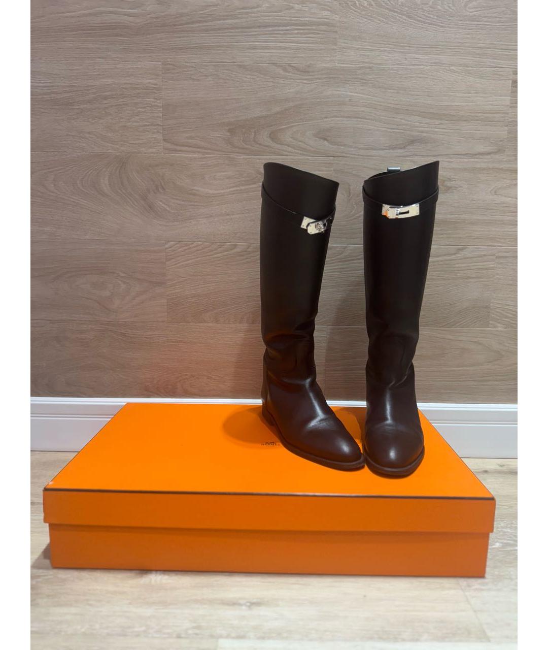 HERMES Черные кожаные сапоги, фото 6