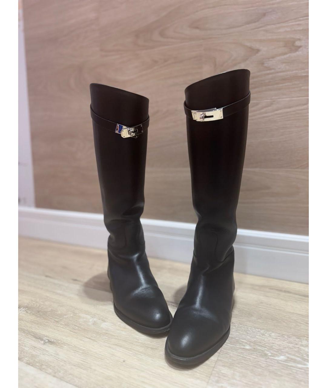 HERMES Черные кожаные сапоги, фото 2
