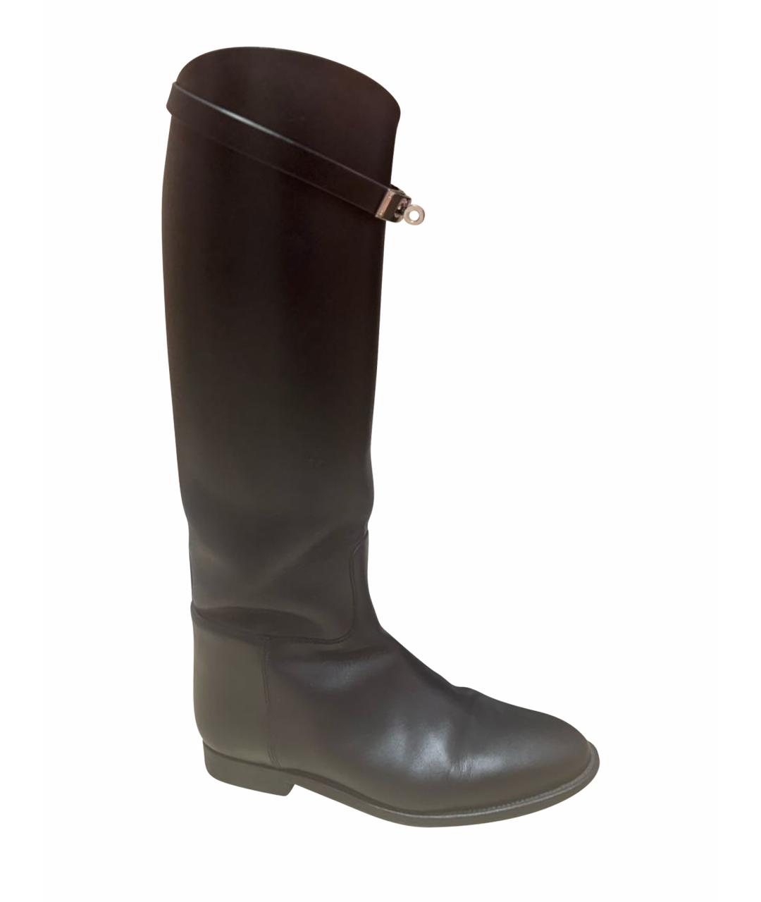 HERMES Черные кожаные сапоги, фото 1