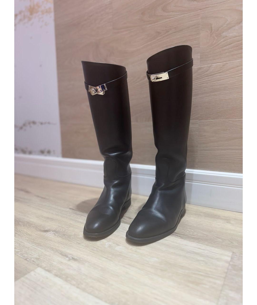 HERMES Черные кожаные сапоги, фото 8