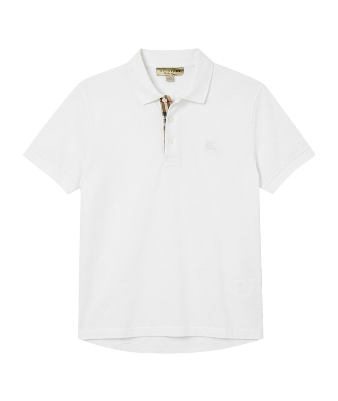 BURBERRY Белое хлопковое поло с коротким рукавом, фото 1