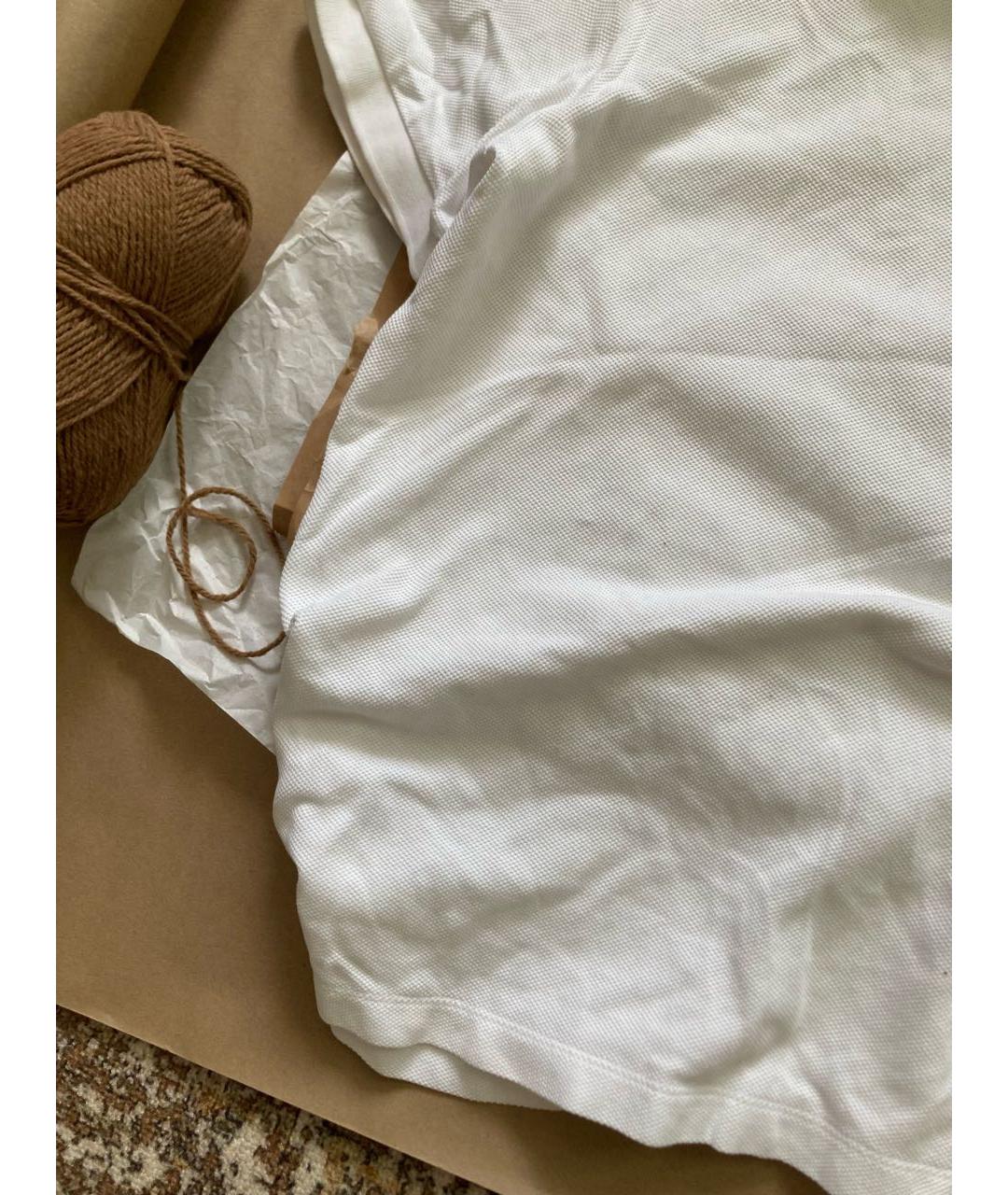 BURBERRY Белое хлопковое поло с коротким рукавом, фото 4