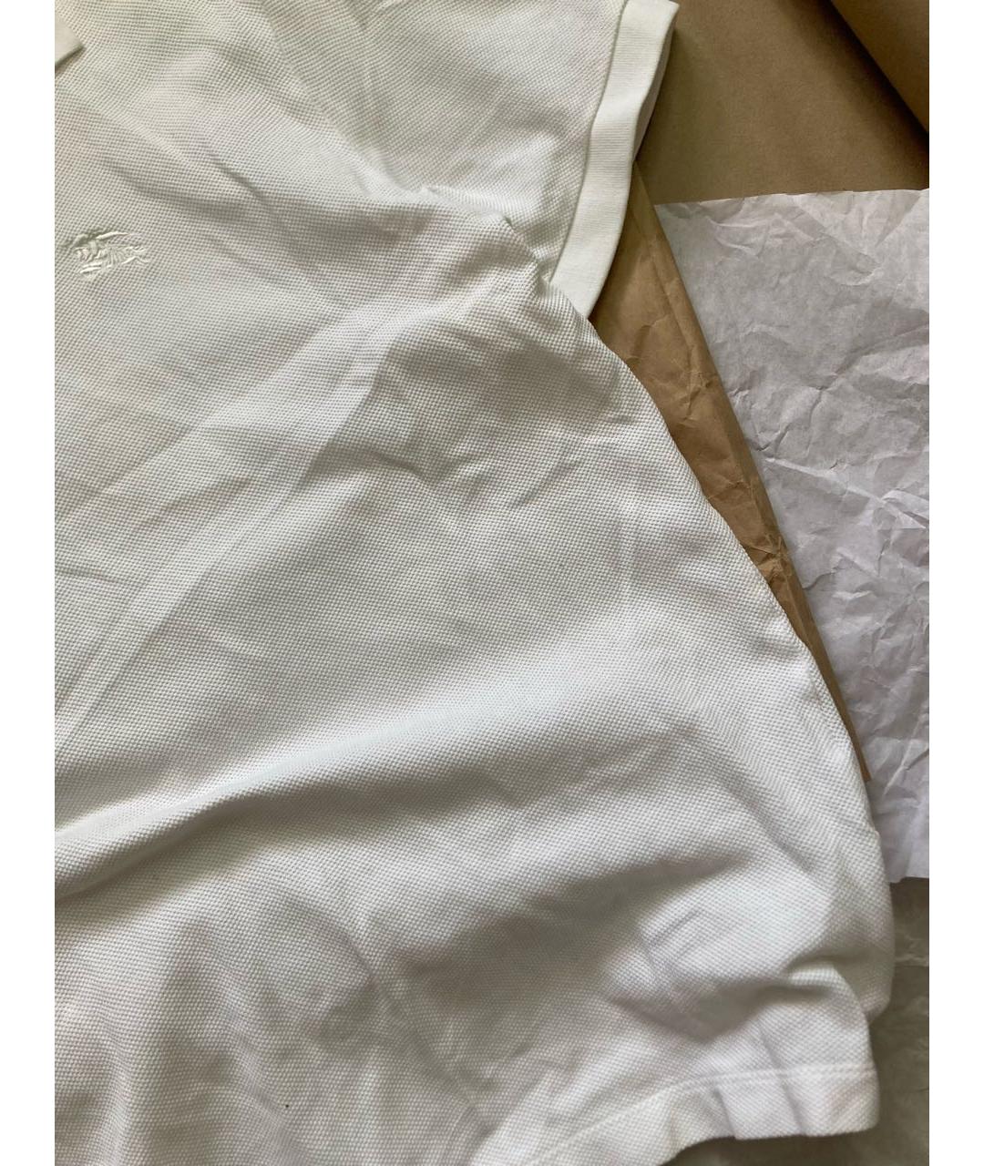 BURBERRY Белое хлопковое поло с коротким рукавом, фото 3